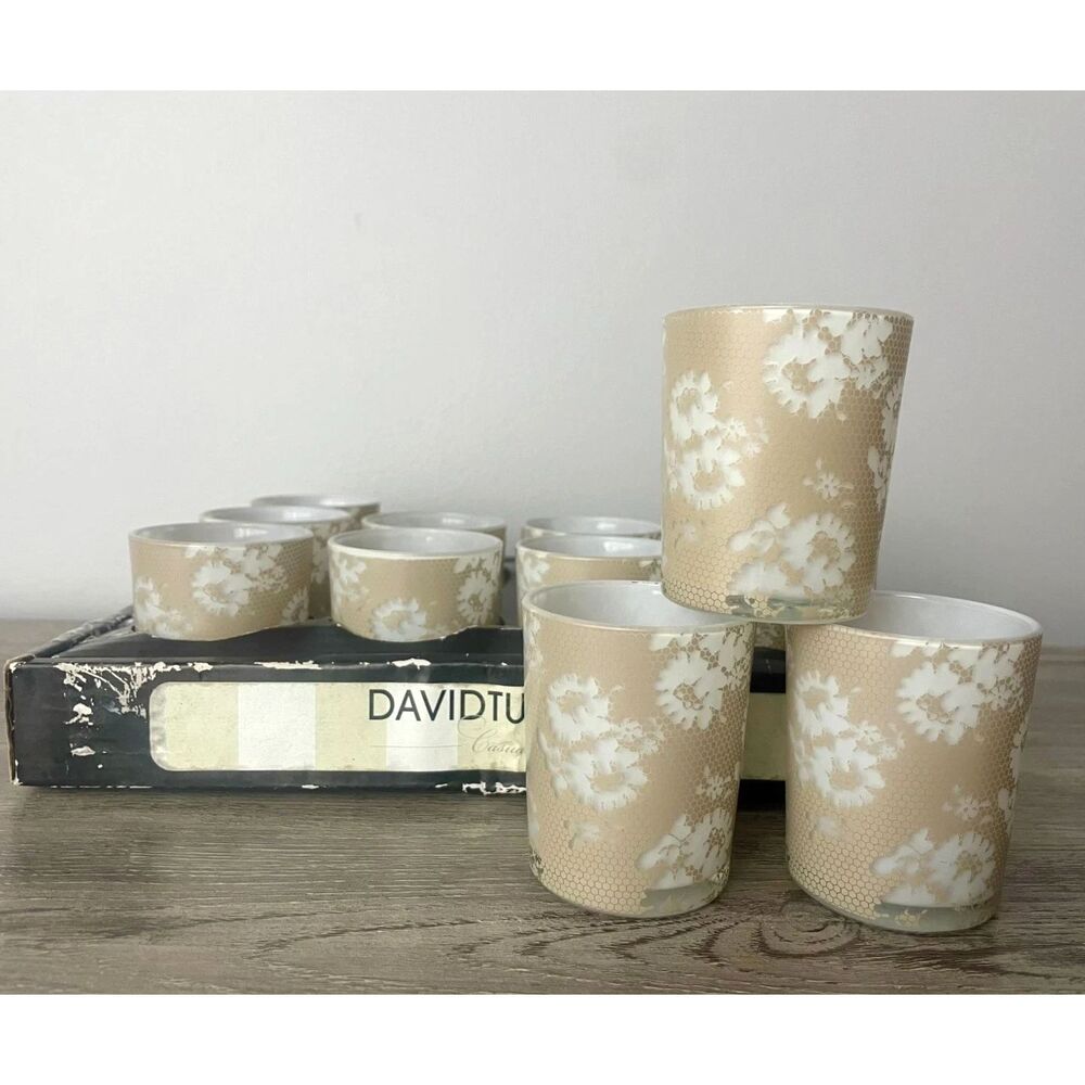 David Tutera Gold Floral Mercury Glass Votive Candle Holders Set of 12